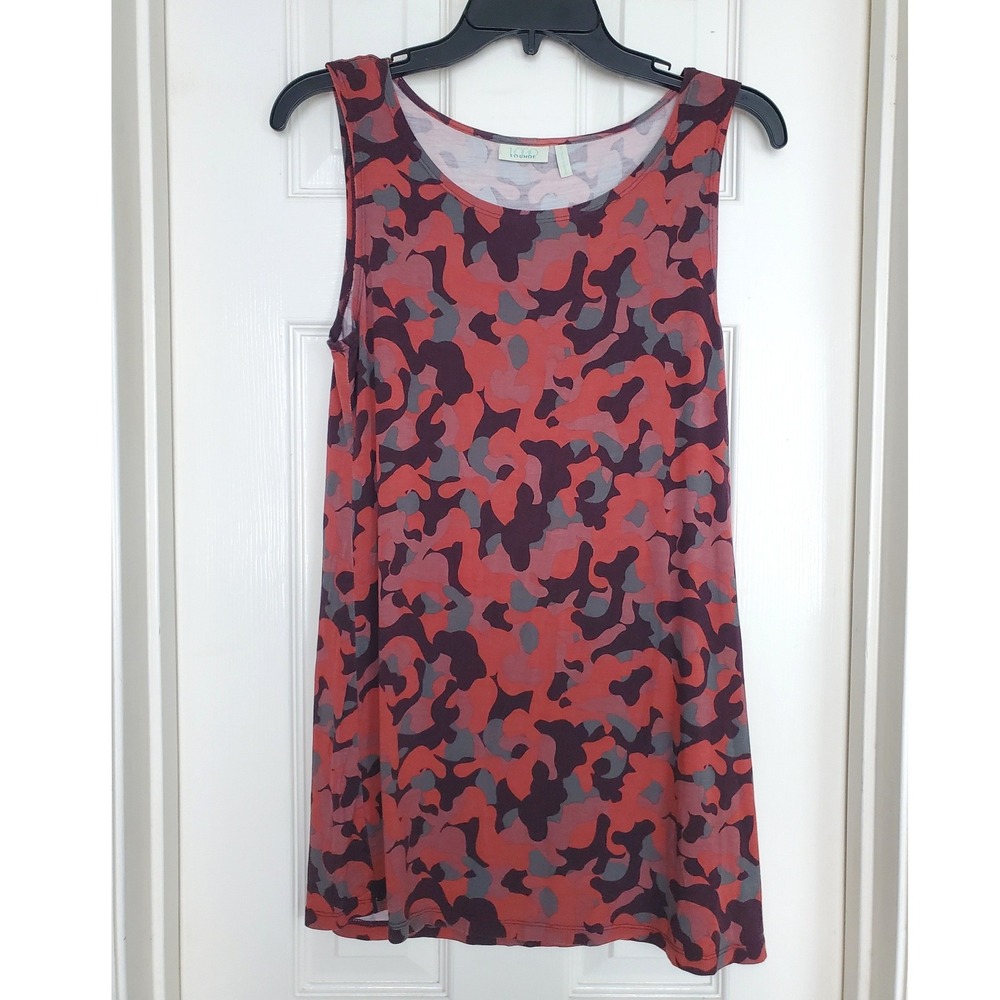 LOGO Lounge Tank Top Red Orange Grey Camo Camouflage Sleeveless Casual Small S